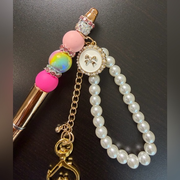 Strawberry Shortcake Keychain Charm Bookmark Pen  Set Gold with Refill Ink Pens - Picture 6 of 8